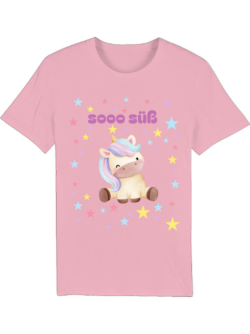 T-Shirt Einhorn sitzend mit Sternen "soooo süß"